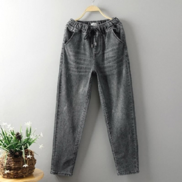 Löysät Simple Plus Size Denim Harem Pants 3xl