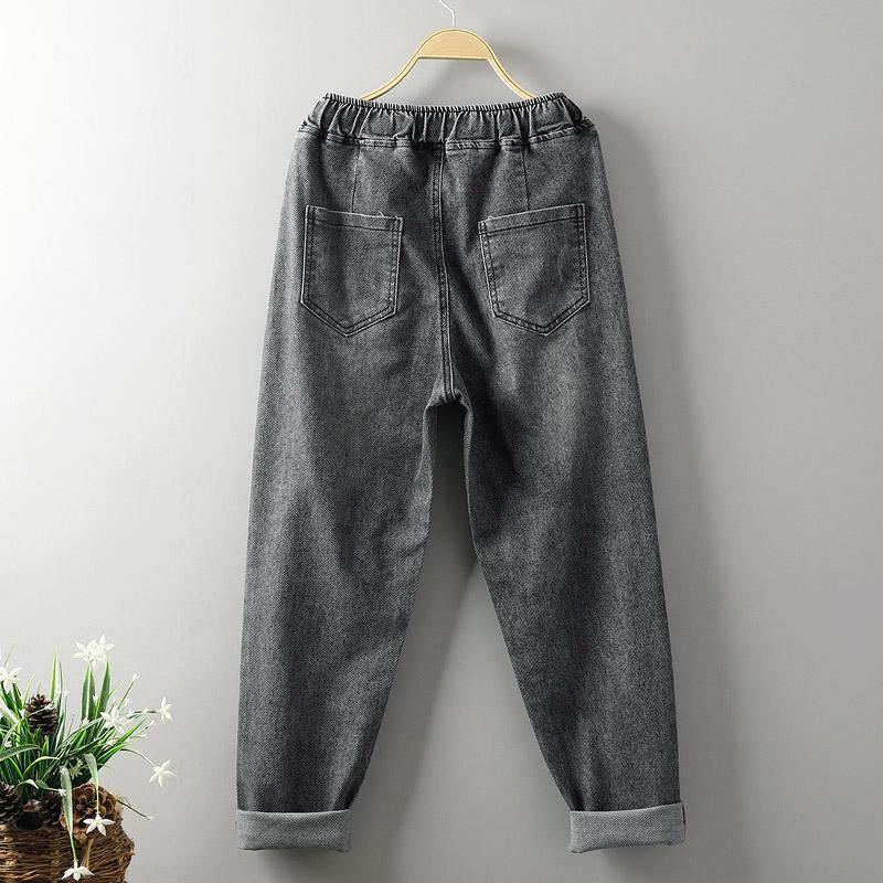 Löysät Simple Plus Size Denim Harem Pants 3xl