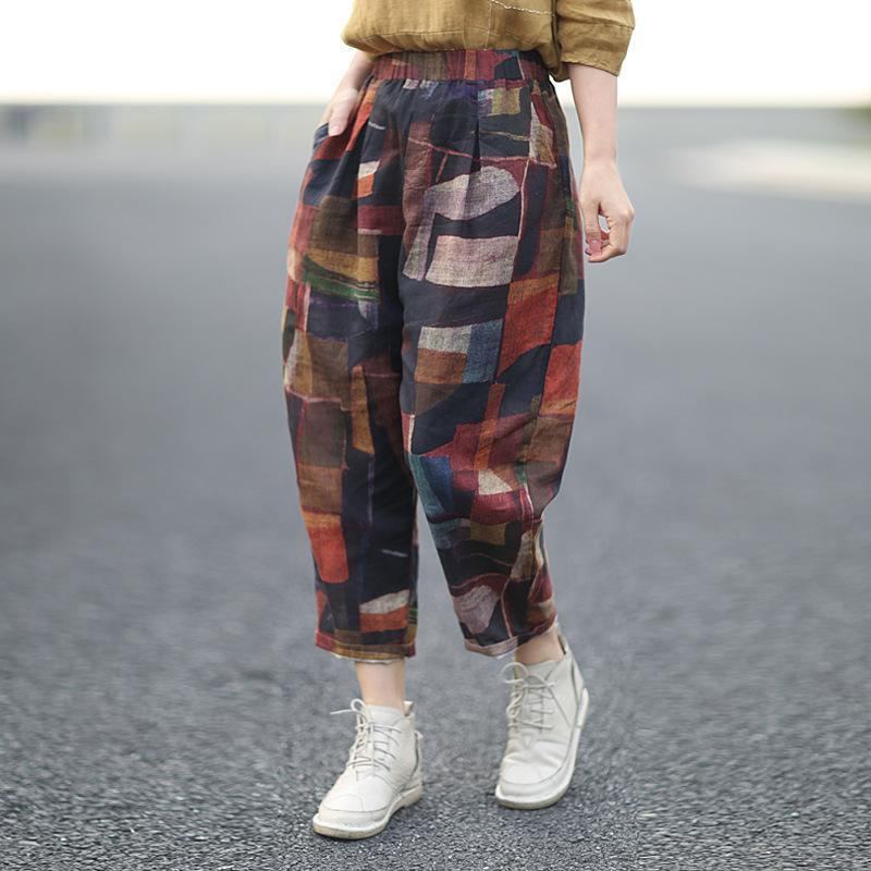 Rento Geometric Color Block Harem Pants