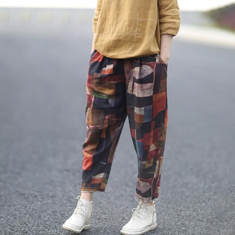 Rento Geometric Color Block Harem Pants