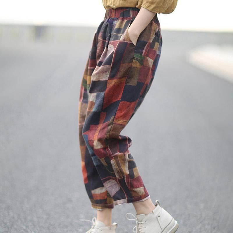 Rento Geometric Color Block Harem Pants