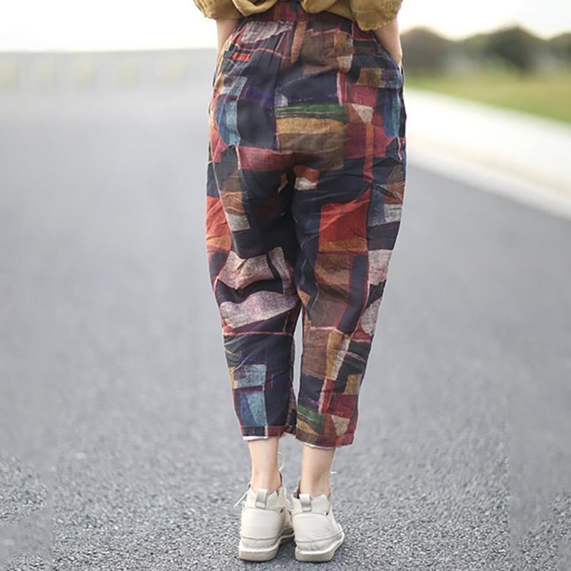 Rento Geometric Color Block Harem Pants