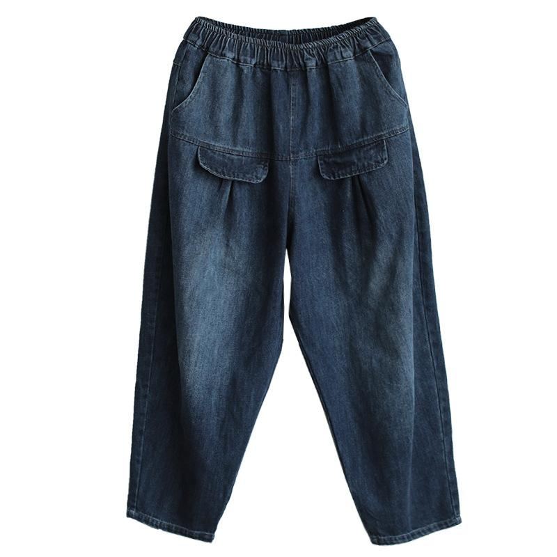 Retro-söpöt Puuvillaiset Denim Harem-housut