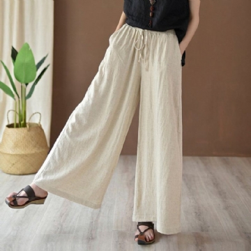 Solmittava Puuvillainen Pellava Culottes Pants