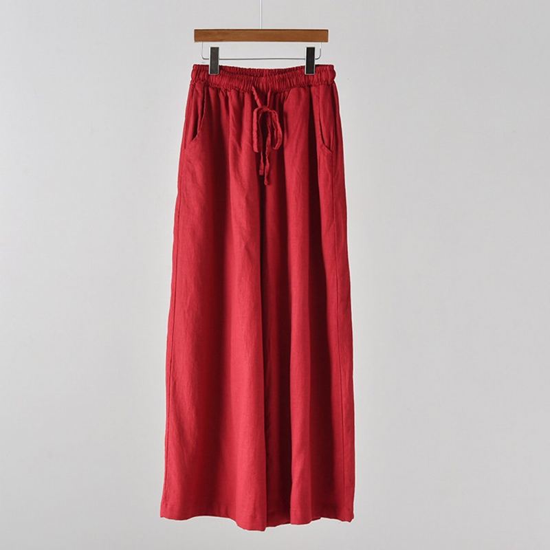 Solmittava Puuvillainen Pellava Culottes Pants