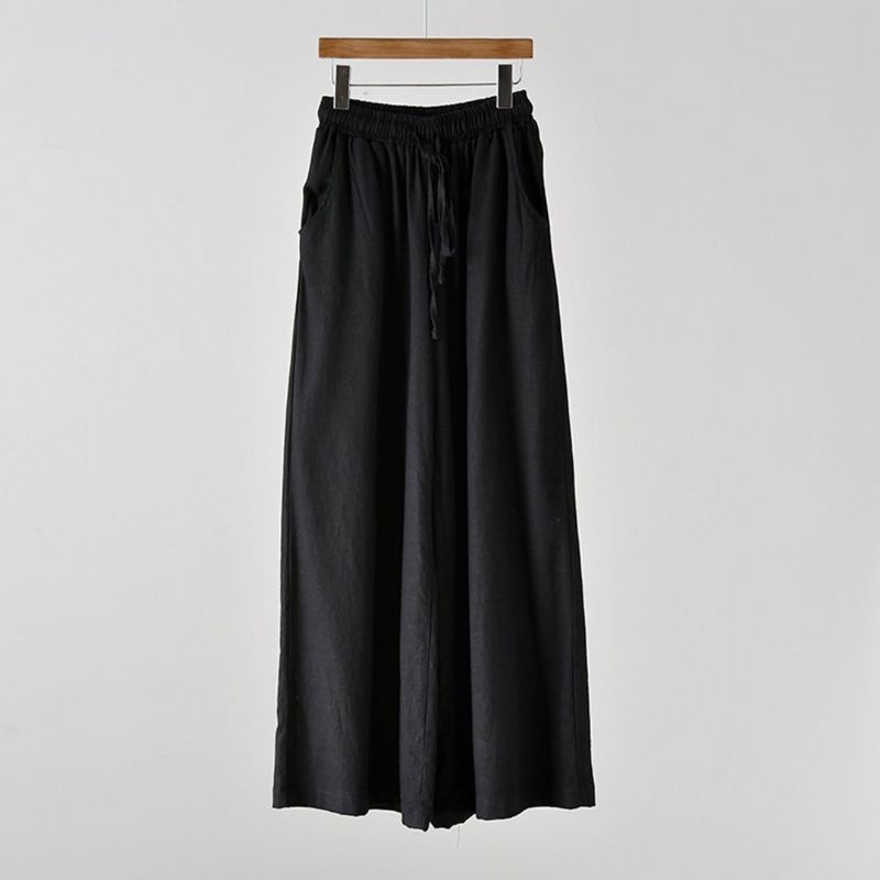 Solmittava Puuvillainen Pellava Culottes Pants