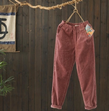 Syksyinen Retro Vakosametti Rennot Harlan Pants-naiset