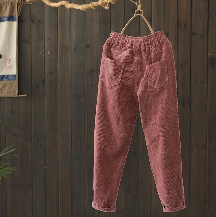 Syksyinen Retro Vakosametti Rennot Harlan Pants-naiset