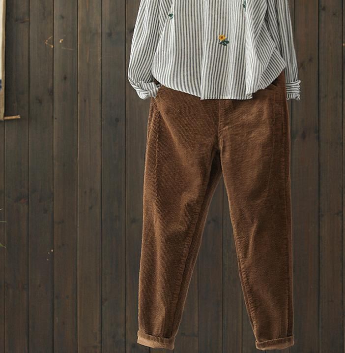 Syksyinen Retro Vakosametti Rennot Harlan Pants-naiset