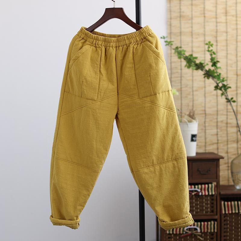 Talvi Retro Thicken Cotton Pellava-housut