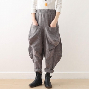 Winter Loose Vintage Epäsäännöllinen Thick Bloom Pants