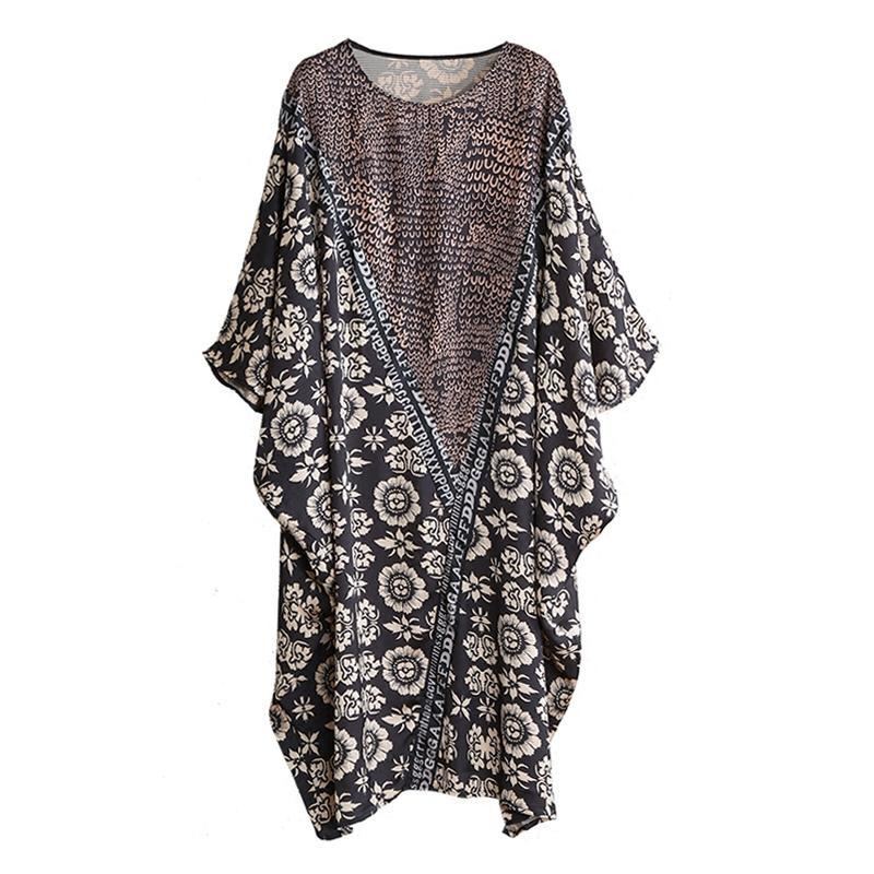 Bat Sleeve Blend Silk Loose Exotic Summer-mekko