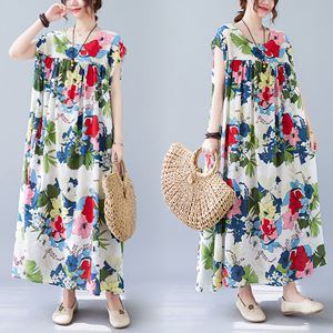 Kesäinen Plus Size Retro Kukkainen Hihaton Mekko