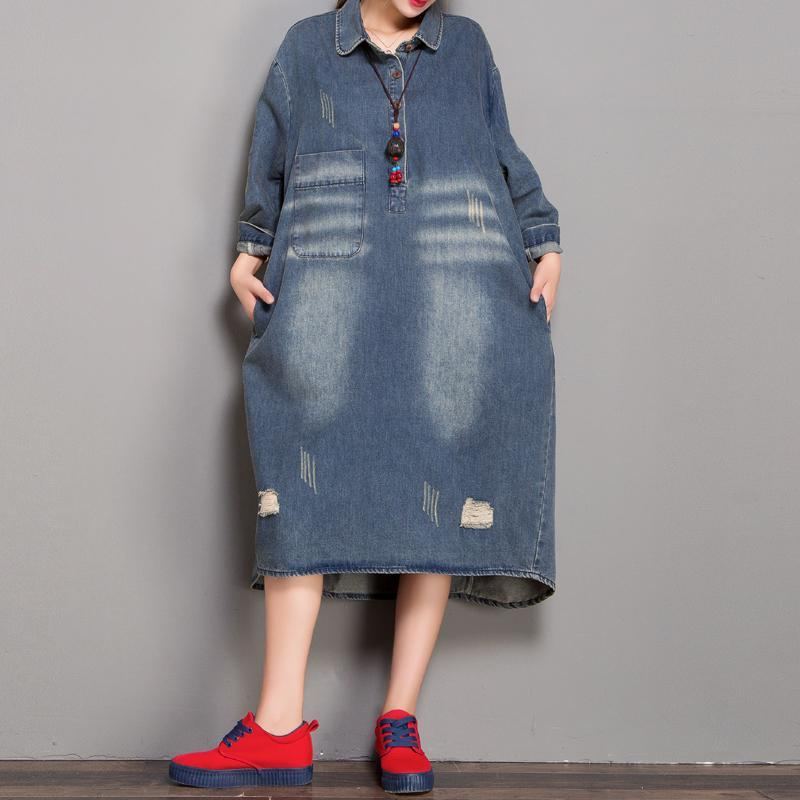 Loose Hole Denim-mekko