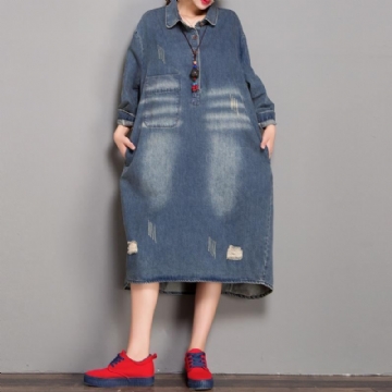 Loose Hole Denim-mekko