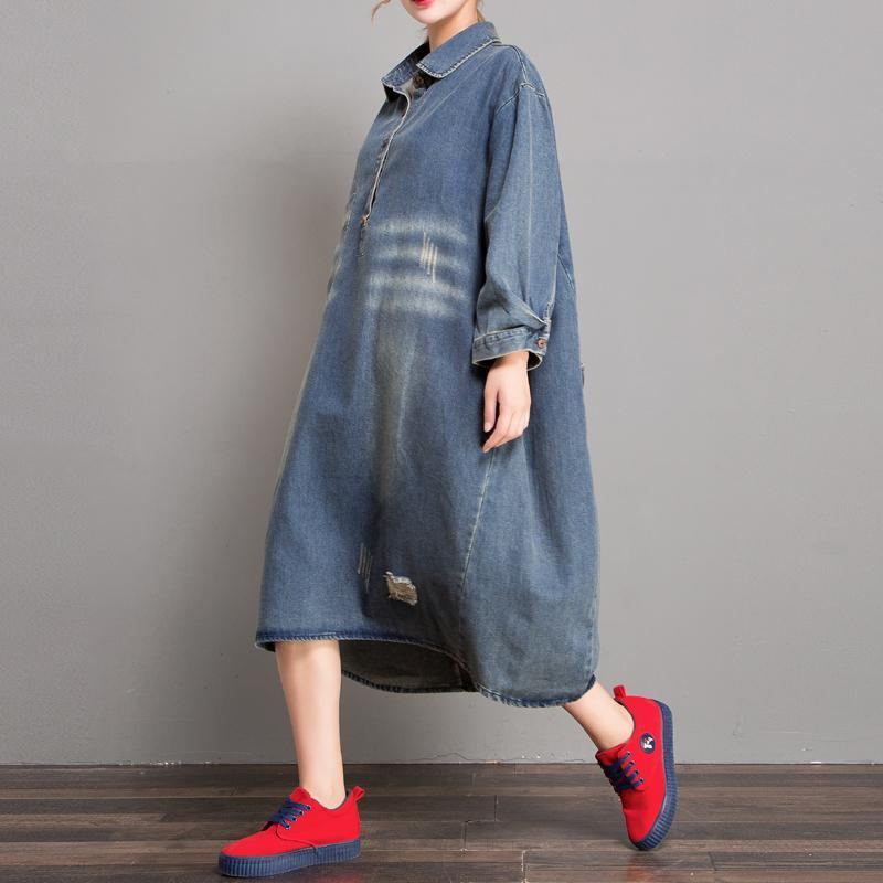 Loose Hole Denim-mekko