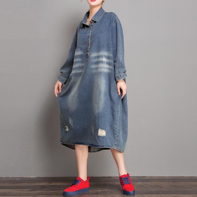 Loose Hole Denim-mekko