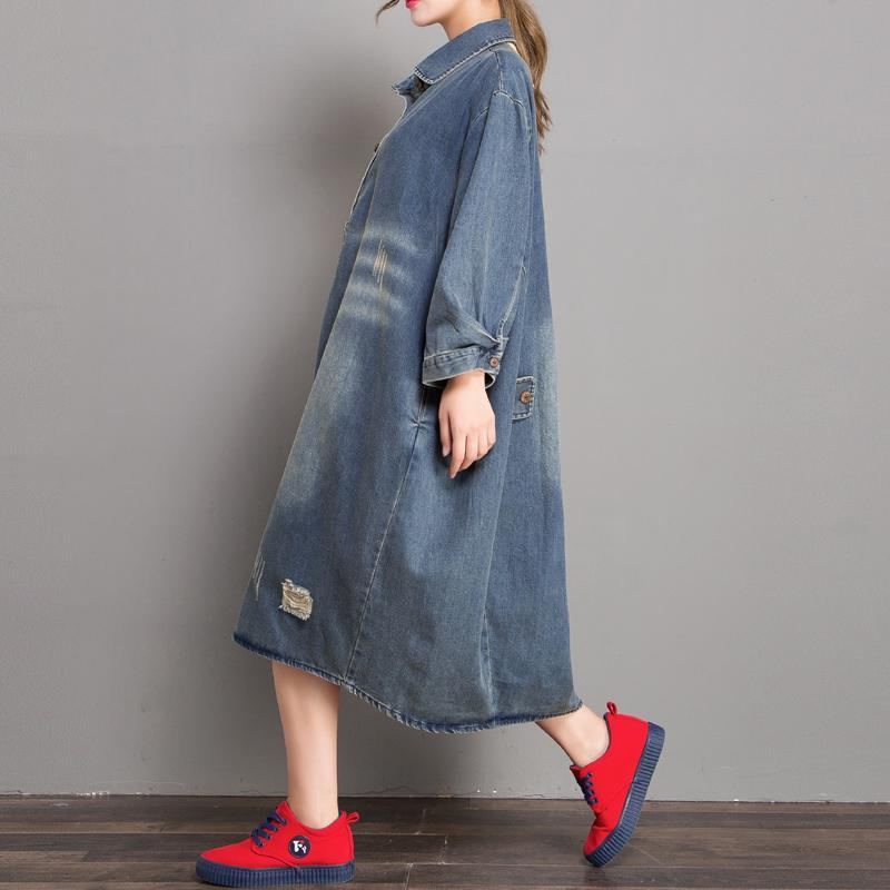 Loose Hole Denim-mekko