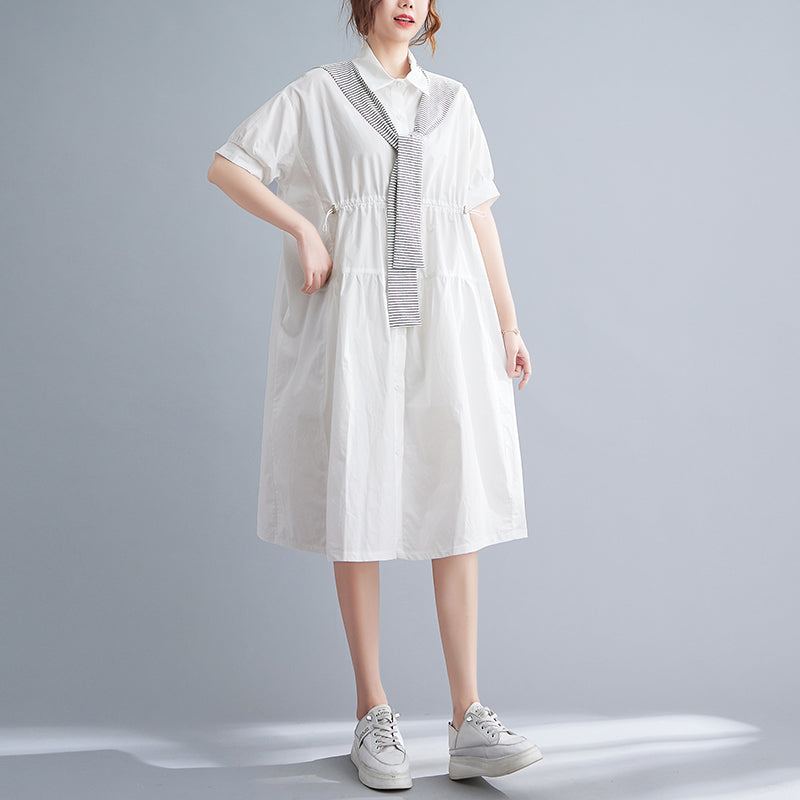 Summer Plain Loose Cotton Vintage Midi-mekko