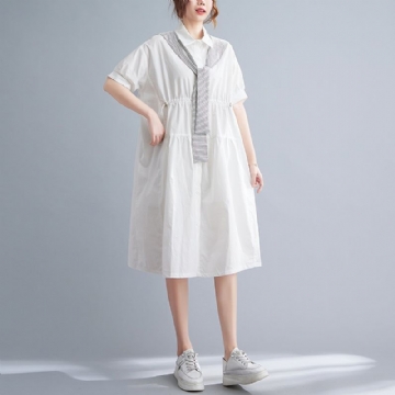 Summer Plain Loose Cotton Vintage Midi-mekko