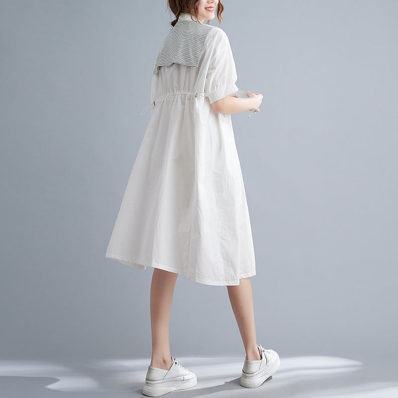 Summer Plain Loose Cotton Vintage Midi-mekko