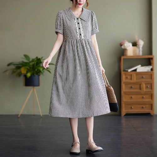 Summer Vintage Poolokaulus Ruudullinen Midi-mekko