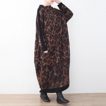 Vintage Leopard-neulottu Talvimekko