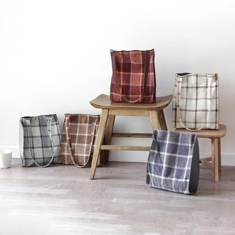 Plaid Literary Casual Canvas-olkalaukku