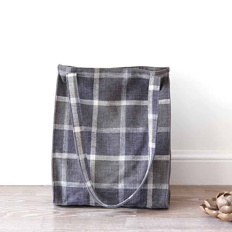 Plaid Literary Casual Canvas-olkalaukku