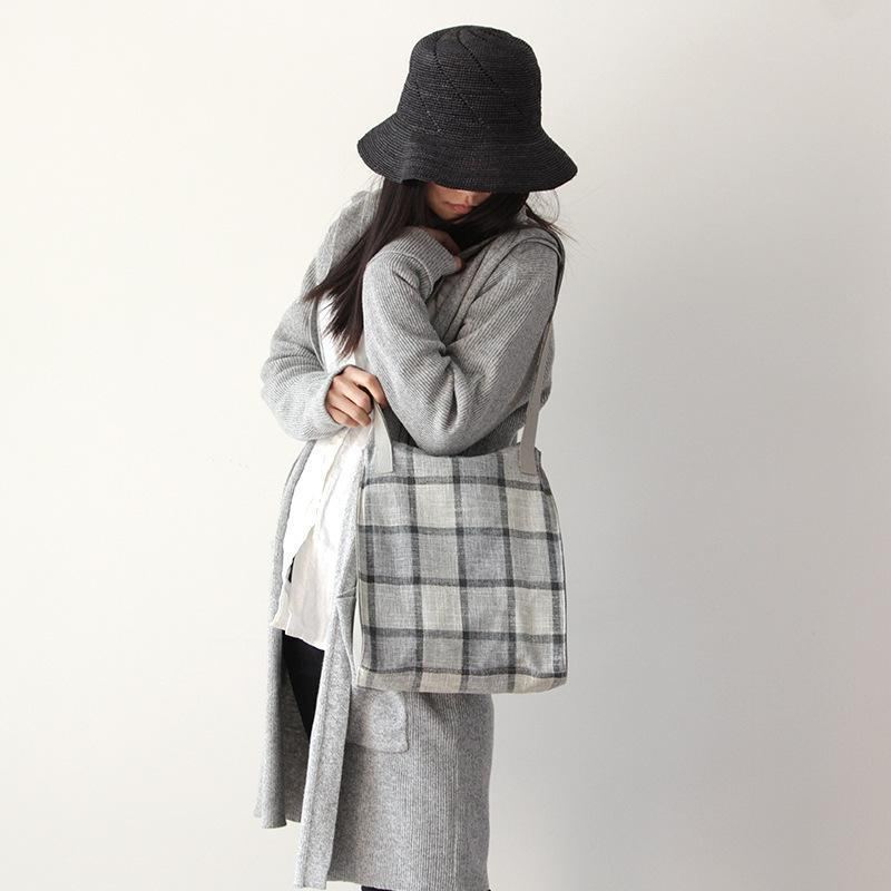 Plaid Literary Casual Canvas-olkalaukku