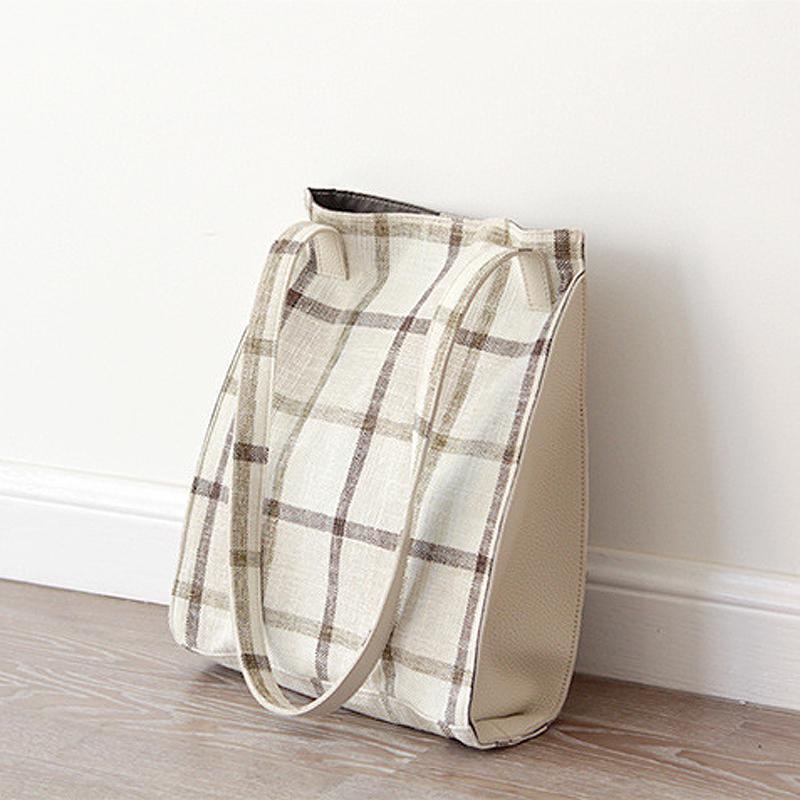 Plaid Literary Casual Canvas-olkalaukku