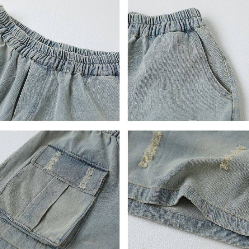 Naisten Retro Loose Summer Cotton Denim Shortsit