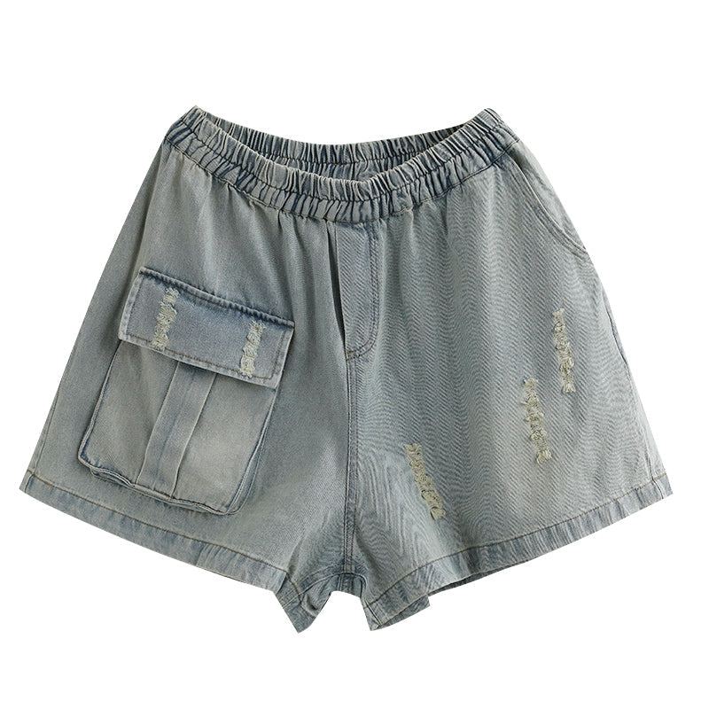 Naisten Retro Loose Summer Cotton Denim Shortsit