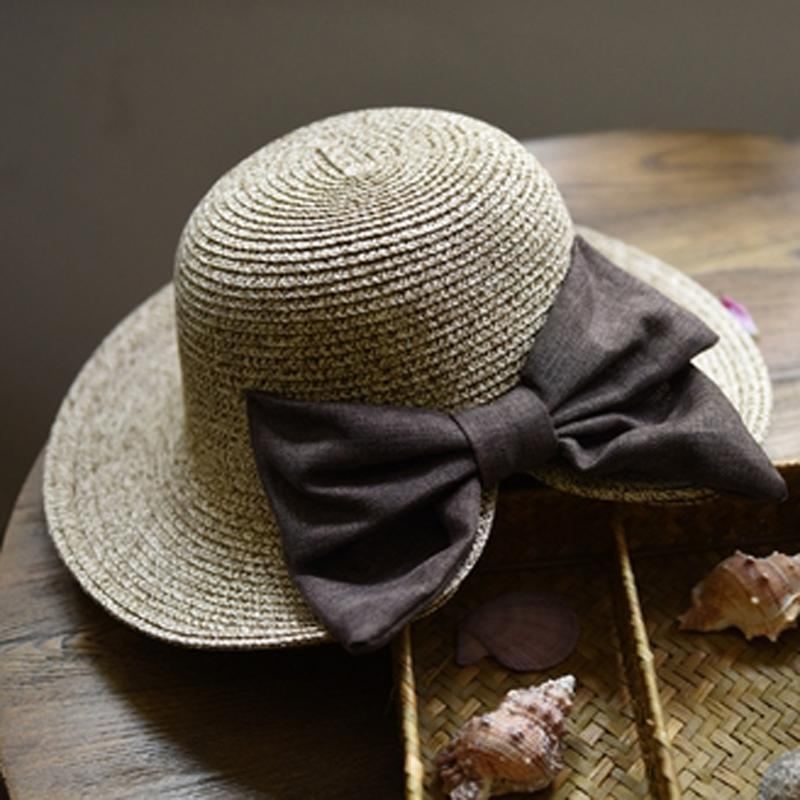 Muoti Sweet Big Bow Knot Beach Sun Straw Hat